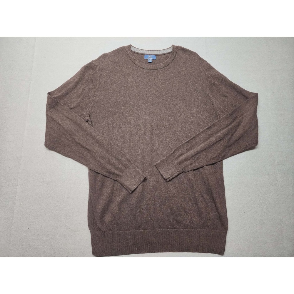 George Mens Crewneck Sweater Brown Heathered Knit Size M 38-40 Long Sleeve